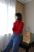 Xiangjia take off from dusk seamless inner white cashmere pure cashmere with thickness inner high collar knitted base shirt Women