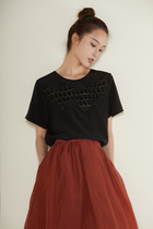 Harbour City new 35-year master hand hanging embroidered tassel silk short sleeve shirt female mulberry silk shirt