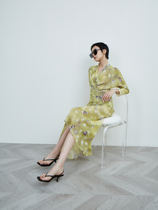 Retronan Fan Feng Female smells obvious skinny dating silky wrapped tea - break dress French long dress