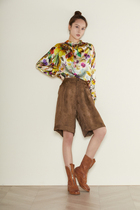 Tone to wear silk hemp jacquard dirty dye washing loose wide leg pants Bermuda casual five-point pants women winter