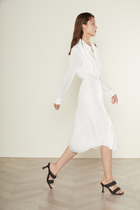 Temperament High-end Design Sensation Small Crowdsourced White Shirt Skirt Small Subdouble Genuine Silk Dress Woman Summer Autumn