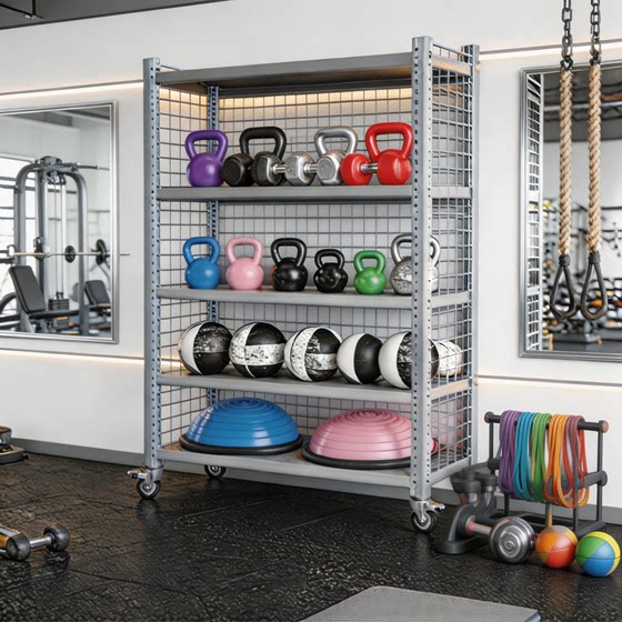 Wheeled Gym Equipment Storage Rack for Kettlebells, Dumbbells, Yoga Gear, and Sports Equipment