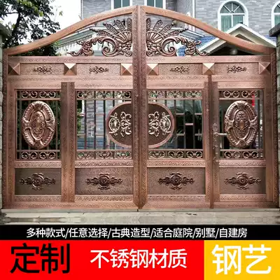 304 stainless steel gate Villa wall courtyard double door Community Learning stainless steel rural yard open door