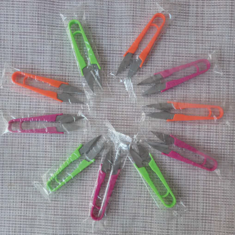 Plastic handle cross stitch special tools U-shaped scissors color yarn shears thread head sewing machine spring