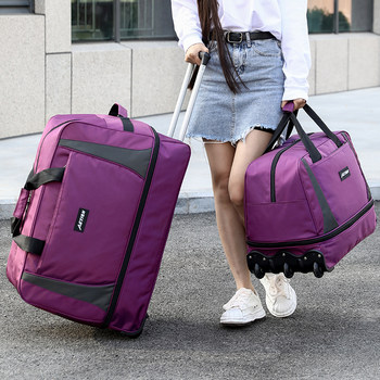 Trolley Bag 2025 New Model Travel Bag for Women, Oxford Cloth Quilt Bag, Large Capacity Wheeled Foldable Luggage Bag for Men