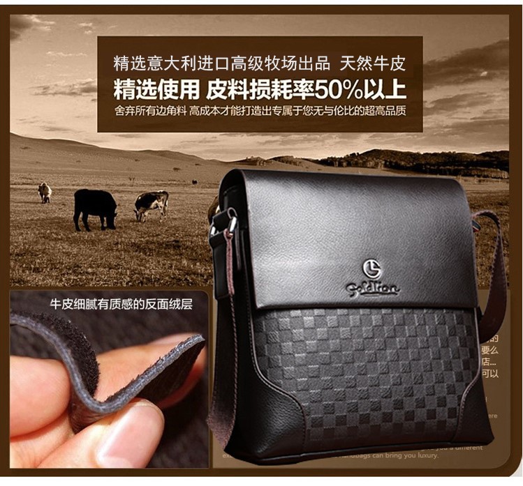 Male Bag Inclined Satchel Bag Genuine Leather Bag Men Bag Business Men's Single Shoulder Bag Vertical Diagonal Satchel 0419m