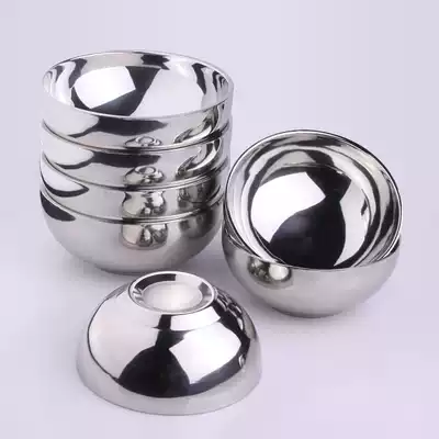 Household stainless steel bowl insulation soup hot double bowl er tong wan Korean children's job light noodle bowl