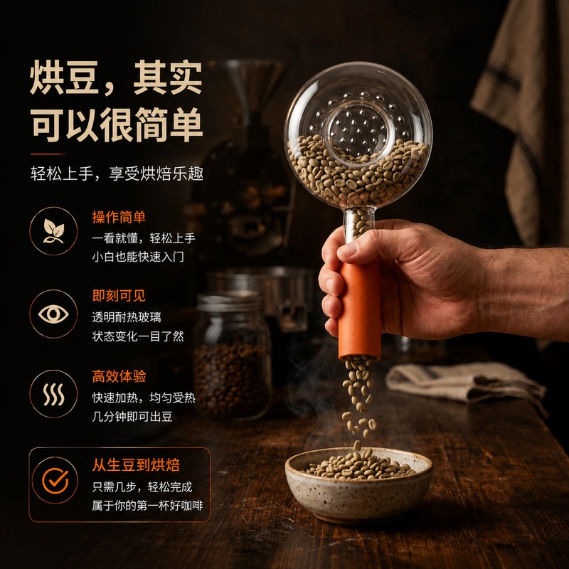 Coffee Bean Roasting Hand Roaster for Home Use, Visible High Borosilicate Glass Heat-Resistant Hand-Cranked Pot, Bean Roasting Net 120g Coffee Bean Roasting Hand Roaster for Home Use, Visible High Borosilicate Glass Heat-Resistant Hand-Cranked Pot, Bean Roasting Net 120g