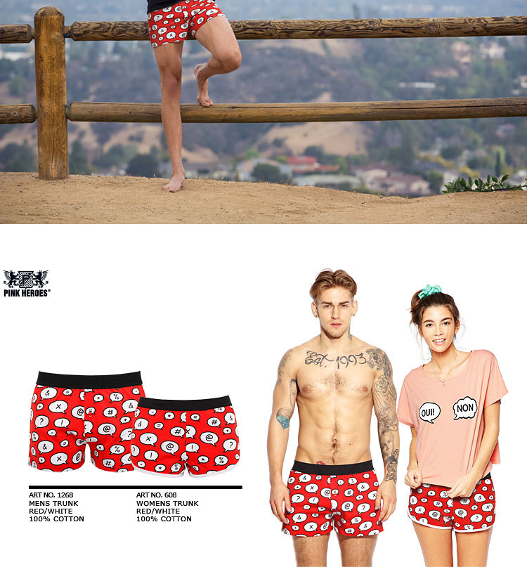 Thời trang nam hoạt hình in ấn nhà nam đồ lót cotton đồng bằng quần đôi tam giác boxer tóm tắt quần lót cặp đôi ngộ nghĩnh