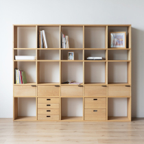 None All Japanese solid wood shelf Nordic minimalist wall cabinet storage wooden frame White Oak bookshelf