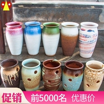 Broken cylinder fleshy flower pot jar breathable ceramic old pile type porous creative plant personality pastoral notch hole hole