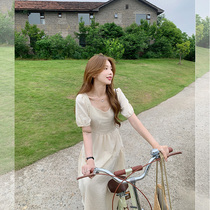 Micro Fat Girls Fairy Gentle Temperament Ogoods High-end International Big Cards Superior White Tandem Dress Summer Long Dress