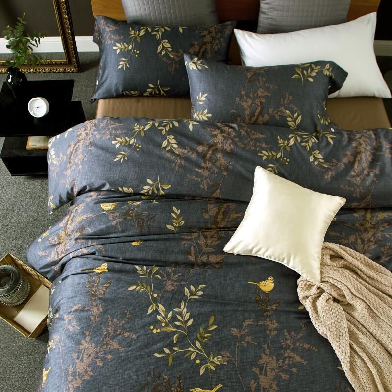 tối giản hiện đại tinh khiết tờ 60 bông của Mỹ cưới vải cotton Ai Cập sateen bông một gia đình bốn mô hình mô hình tấm lắp - Bộ đồ giường bốn mảnh chăn ga gối everon