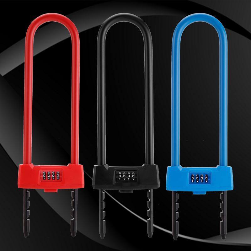 Glass door lock password U type lock Ramen double switch anti-theft cut lock shop door lock lengthened without drilling lock U shape