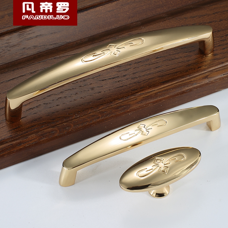 Modern minimalist total copper handle Chinese imitation antique overall cabinet drawers wardrobe door handle gold pure copper single-hole hardware