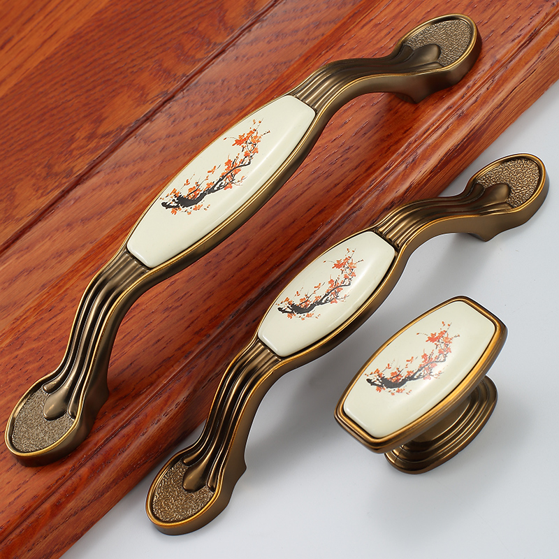 New Chinese cabinet door handle ceramic European style overall closet cabinet door handle modern minimalist wardrobe drawer handle sheet