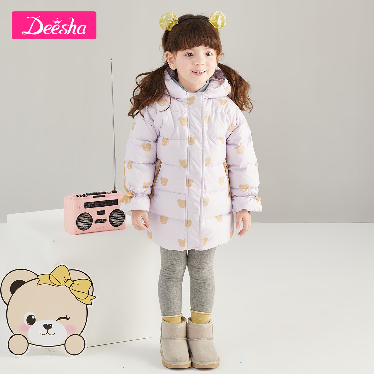 Desa Baby Baby Xuống Jacket Medium-Length 2019 của Winter Mang New Trẻ em Fun in trùm đầu xuống áo khoác.