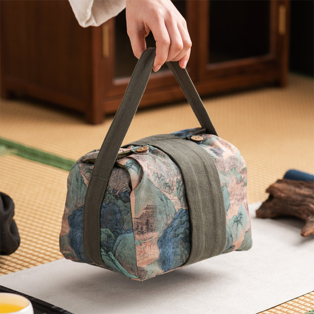 Travel tea set storage bag home portable tea set Quick guest cup teapot tea cup storage fabric bag gift box