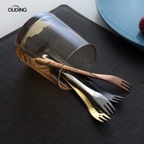 Willow leaf concept ins Nordic personality creativity 304 stainless steel fruit fork cake fork Dessert fork Three-tooth small fork