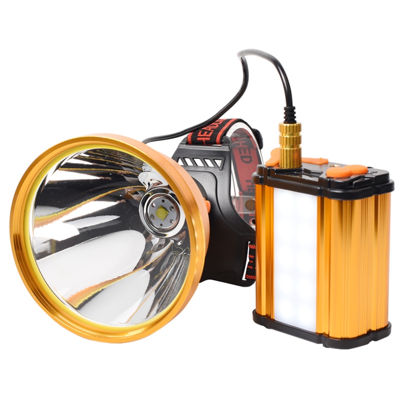 Strong light headlight charging waterproof ultra-bright night fishing head wearing two-piece long-range non-Xenon miner's lamp yellow and white super strong