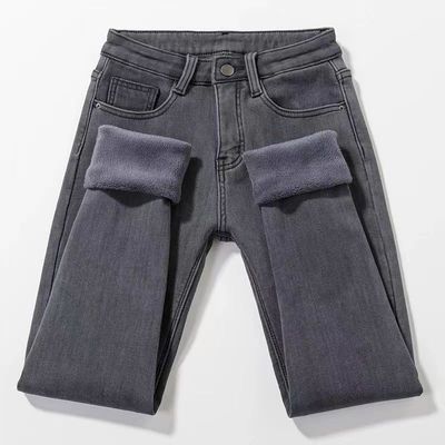 亏本清货高腰弹力小脚加绒牛仔裤女