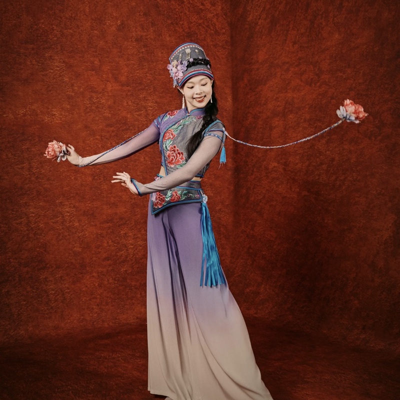 New Qiang Ethnic Ermu Performance Costume, Qiang Bell Sound Women's Dance Costume, Art Exam Solo Dance Ethnic Stage Performance Clothing