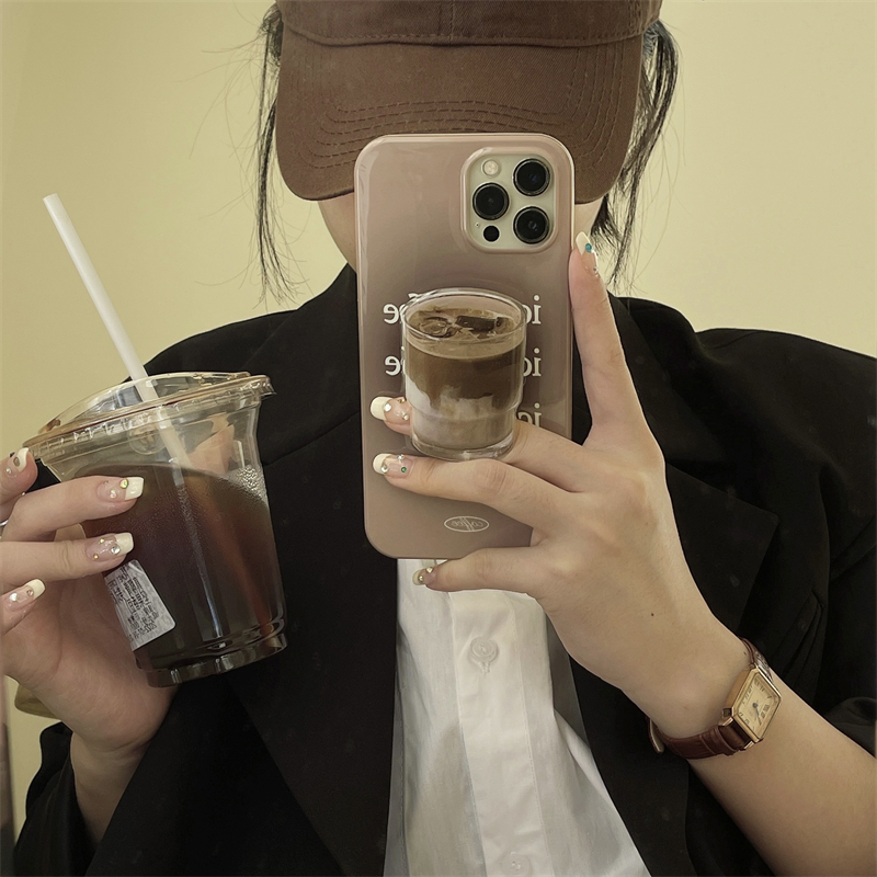 ins milk coffee with iron applicable iPhone15ProMax apple 14 bracket 13 anti-fall 12 phone shell 11-Taobao