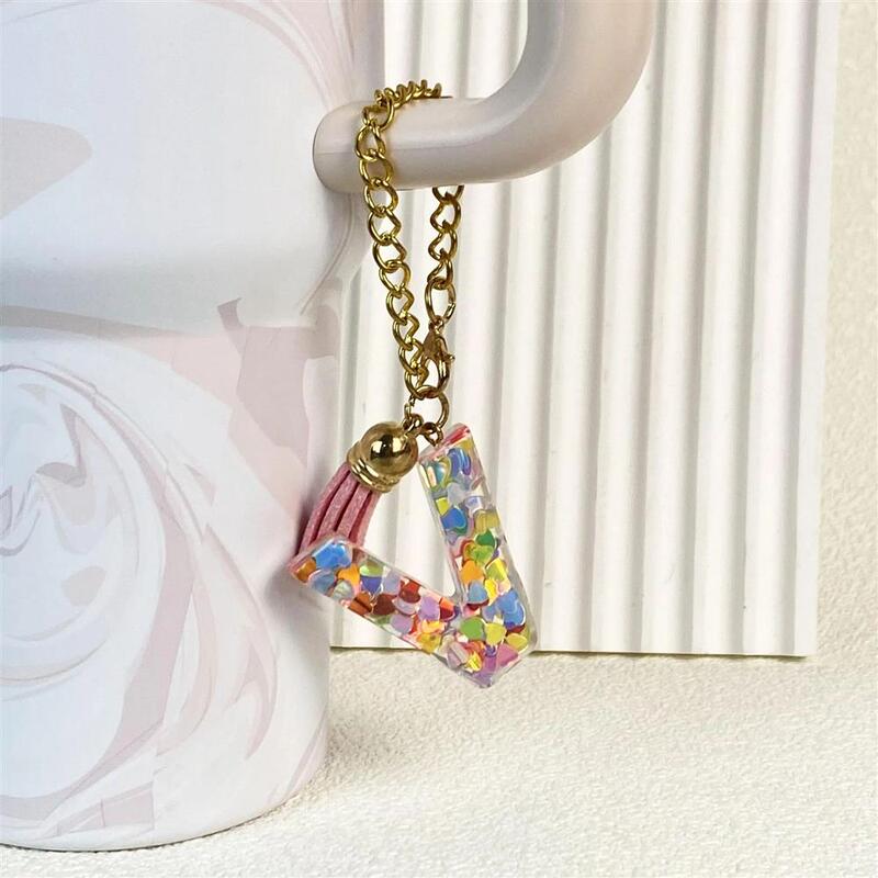 Amazon Rearview Mirror 26-Letter Chain Pendant Resin Cup Hot-Selling Stanley Accessories Keychain Car