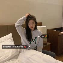 Classic grey green color maybebaby official web homemade letters M sweatshirt = IAC Korea