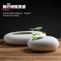 Water-raising potted utensils copper money grass hydroponic flower pot simple black and white personality ceramic eggshell-shaped ornaments non-porous household