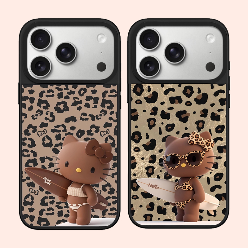 Leopard Print Swimsuit, Skateboard Hello Kitty Suitable for Apple 17 Pro Max Phone Case/Iphone 16 Pro Max/15 Pro/14 Plus/13 Pro/12 Pro Case Magnetic Phone Case Bracelet