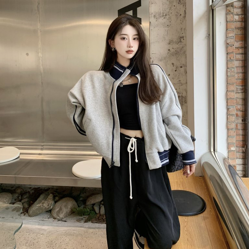 Sweet Cool Women's New Autumn Clothing Little Sub Retro Port Wind Chic Sports Casual Fashion Thick T-shirt Two-piece Suit Tide