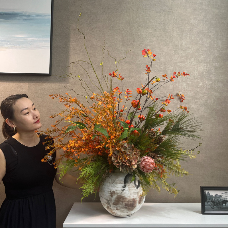 Artificial Flower Arrangement for Real Estate Offices, Hotel Lobby Decorations, High-End Living Room Flower Arrangements, Vintage-Style Decorative Flowers Artificial Flower Arrangement for Real Estate Offices, Hotel Lobby Decorations, High-End Living Room Flower Arrangements, Vintage-Style Decorative Flowers