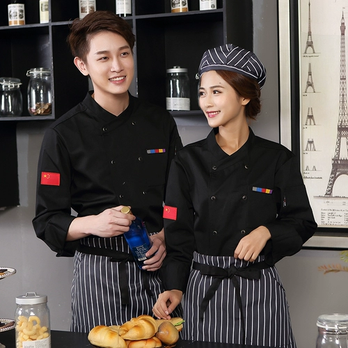 Шеф-поварная одежда мужская осенняя и зимняя хлопковая отель с длинными рукавами