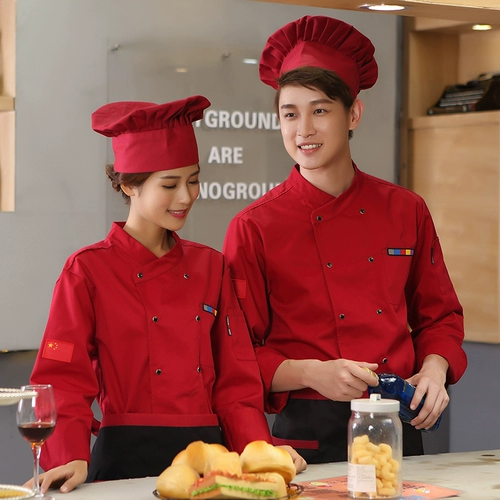 Шеф-поварная одежда мужская осенняя и зимняя хлопковая отель с длинными рукавами