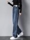Denim wide-leg pants for women 2025 spring and autumn new style high-waisted straight pants for small people loose and drapey long pants