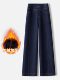 Retro blue velvet thickened wide-leg jeans for women 2025 autumn and winter new high-waisted versatile narrow-leg straight pants