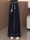 Dark blue wide-leg bootcut jeans for women 2026 spring and autumn new style silk scarf belt slimming drapey straight pants