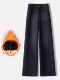 Retro blue velvet thickened wide-leg jeans for women 2025 autumn and winter new high-waisted versatile narrow-leg straight pants