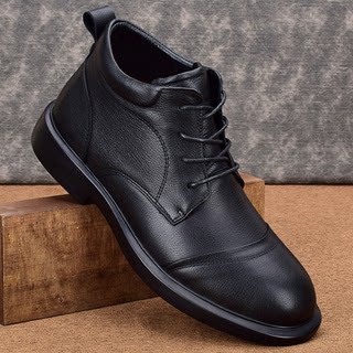 秋季外贸男鞋头层牛皮透气真皮休闲高帮皮鞋男百搭系带商务马丁靴