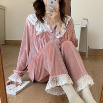 Velvet Pregnant Woman Sleepwear Woman Postnatal Pregnancy Breastfeeding Clothing Autumn Winter Sets November 12 Months of Prenatal Home Clothing