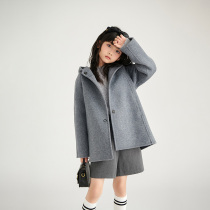 Girls double-sided cashmere coat 2024 autumn and winter new childrens woolen coat 100% wool thickened mid-length