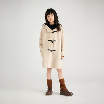 Boys and girls cashmere woolen coat 2024 autumn and winter childrens clothing mid-length western style 100 wool childrens double-sided coat