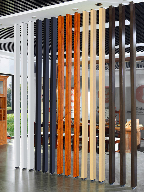 Aluminum Square Pipe Column Aluminum Square Tong Partition Wood Strip Screen Xuanguan Living Room Office Balcony Kitchen Free From Punching Background Wall