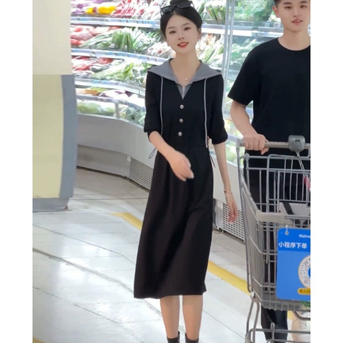 Осенний комплект, лонгслив с капюшоном для отдыха, приталенный корсет, длинная юбка, городской стиль, средней длины