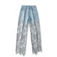 High-waist wide-leg pants 2023 new all-match hollow lace stitching denim drape pants women's loose straight-leg pants