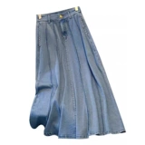 Летняя модная приталенная тонкая джинсовая юбка, высокая талия, средней длины