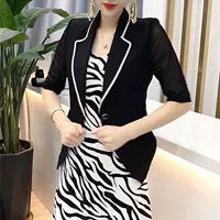Пиджак классического кроя, зебра, юбка, комплект