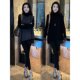 New autumn and winter style irregular hem sleeveless knitted vest suit lace black long-sleeved bottoming shirt two-piece set