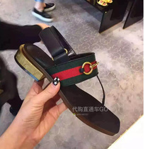 Original purchase GUCCI Gucci 2016 new red and green stripes flat shoes